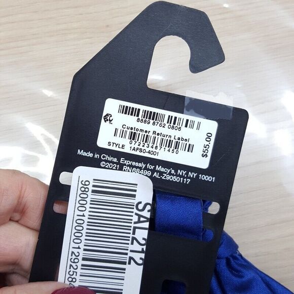 ALFANI Bow Tie Solid Blue Satin - Picture 2 of 3